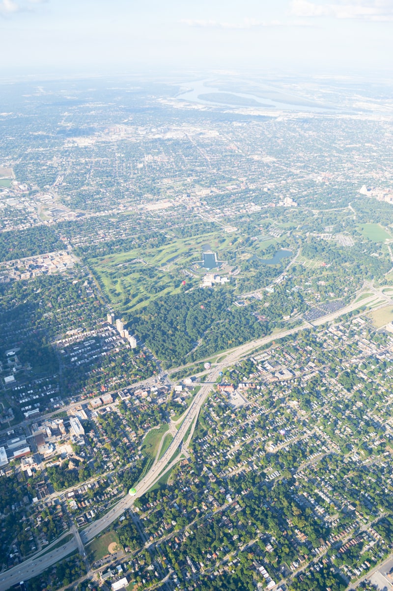 Forest Park view from a hot air balloon